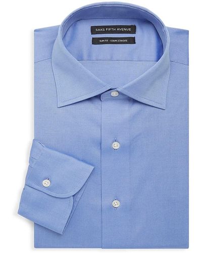 Saks Fifth Avenue Men's Slim-fit French Cuff Dress Shirt - Light Blue - Size 17.5 34