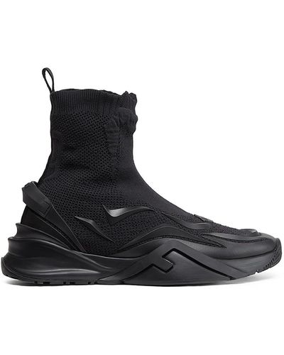 Fendi Knit High Top Sneakers - Black