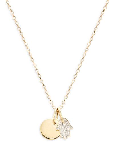 Saks Fifth Avenue 14k Yellow Gold & 0.06 Tcw Diamond Hamsa Pendant Necklace - Metallic