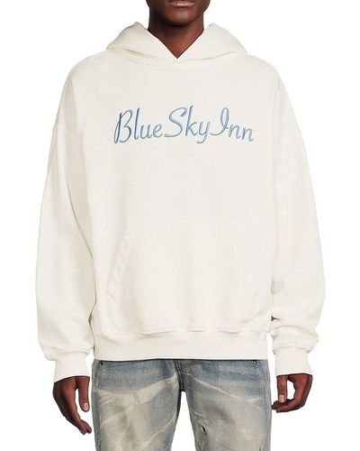 BLUE SKY INN Drop Shoulder Logo Hoodie - White