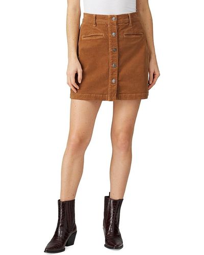 7 For All Mankind Solid Corduroy Mini Skirt - Brown