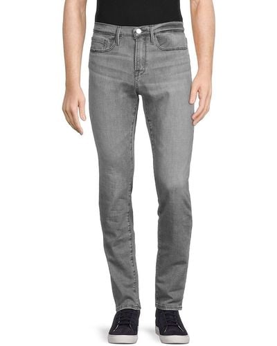 FRAME Skinny Fit Distressed Jeans - Grey