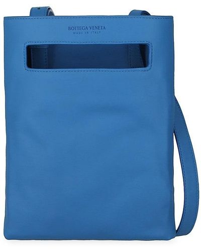 Bottega Veneta Leather Messenger Bag - Blue