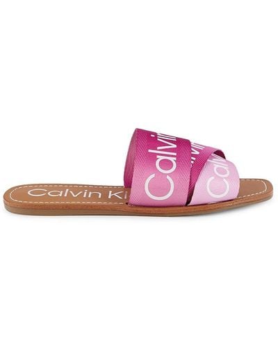 Calvin Klein Bainy Logo Slides - Pink