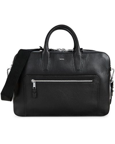 BOSS Highway D Logo Leather Briefcase - Black