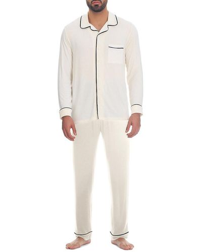 Jared Lang 2-piece Tipped Pyjama Set - White