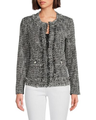 Saks Fifth Avenue Tweed Jacket - Gray