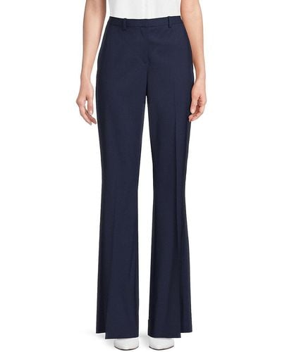 Theory Demitria Wool Blend Trousers - Blue