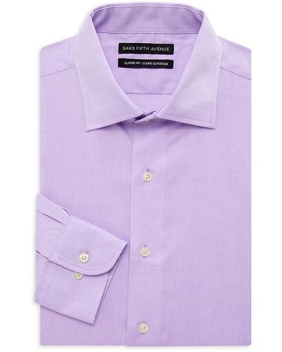 Saks Fifth Avenue Classic Fit Dress Shirt - Purple