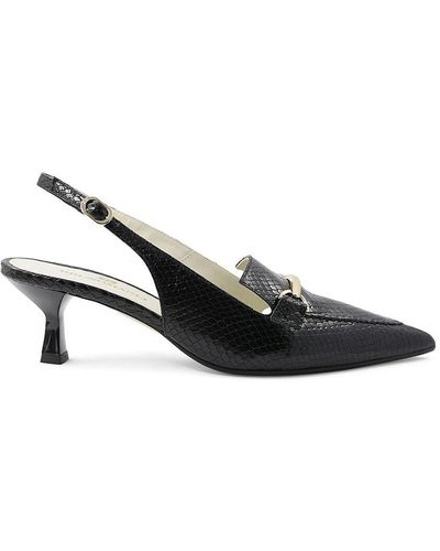 Bruno Magli Matilde Bit Snake Embossed Leather Court Shoes - Black