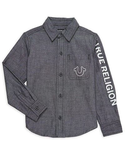 True Religion Little Boy's Chambray Logo Shirt - Gray