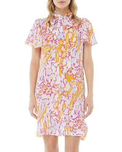 Robert Graham Daphne Print Silk Blend Mini Shirtdress - White