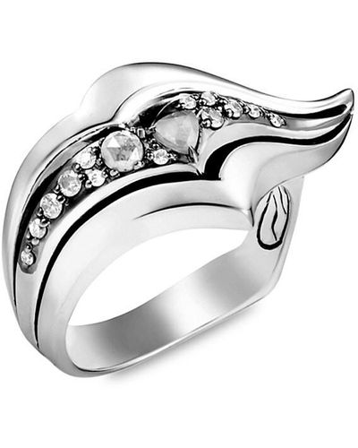 John Hardy Lahar Sterling Silver & Gray & White Diamond Ring
