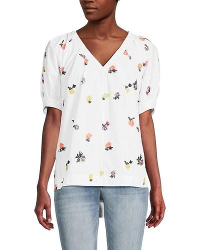 3.1 Phillip Lim Floral Sequin & Embroidery Blouse - White