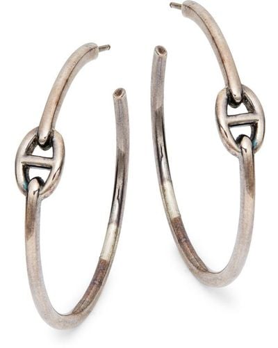 Hermès Vintage Sterling Silver Hoop Earrings - Metallic