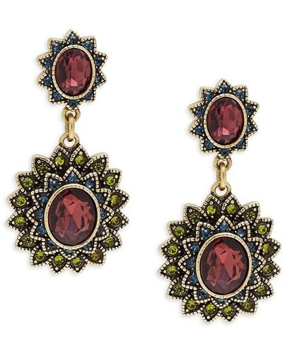 Heidi Daus Yes Brass Ox Plated & Glass Crystal Drop Earrings - Multicolour