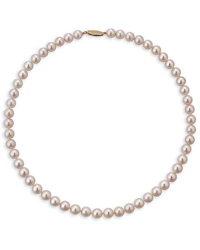 Belpearl 14k Yellow Gold & 6.5-7mm Cultured Round Akoya Pearl Necklace - Natural