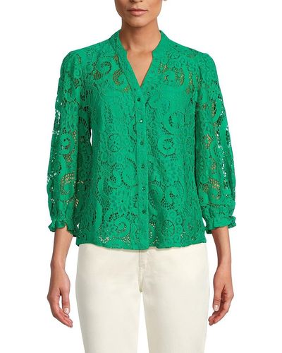 Saks Fifth Avenue Saks Fifth Avenue Lace Blouse - Green
