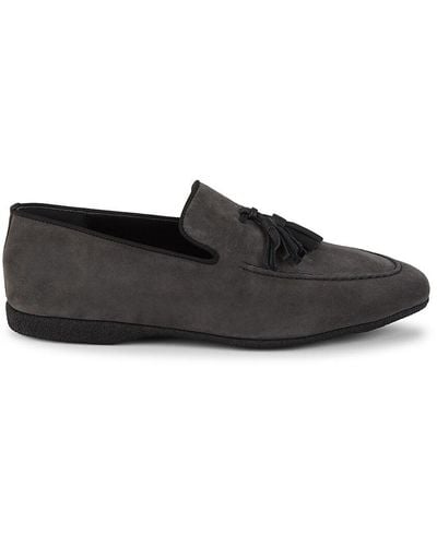 Paul Stuart Hope Suede Tassel Loafers - Black