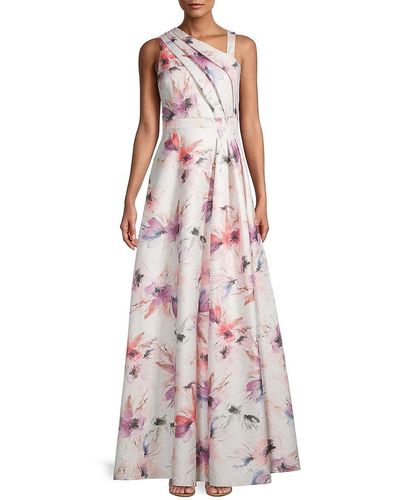 Adrianna Papell Floral Pleated Gown - Pink