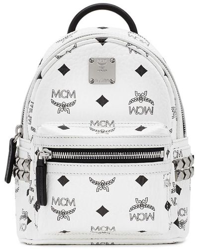 MCM X Bebe Boo Mini Studded Coated Canvas Backpack - White