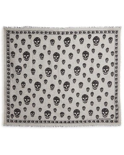 McQ Donegal Skull Wool Blend Scarf - White