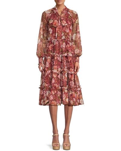 Rachel Parcell Floral Ruffle Tiered Midi Dress