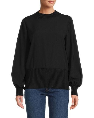 French Connection Mahi Ribbed Trim Lightweight Jumper - Black