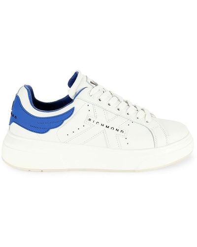 John Richmond Signature Low Top Leather Trainers - Blue