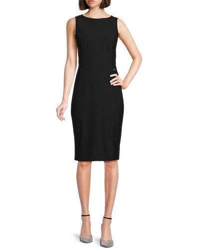 Calvin Klein Solid Roundneck Sheath Dress - Black