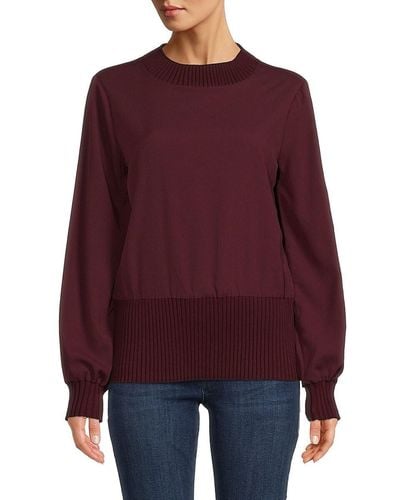 French Connection Mahi Ribbed Trim Lightweight Jumper - Purple