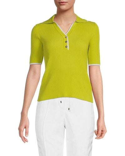 Saks Fifth Avenue Contrast Trim Sweater - Yellow