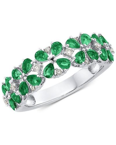 Saks Fifth Avenue 14k White Gold, Emerald & Diamond Ring - Green
