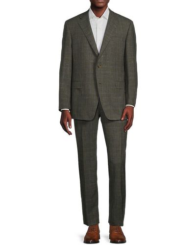 Samuelsohn Plaid Check Wool Blend Suit - Gray