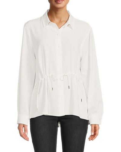 Calvin Klein Drawstring Long Sleeve Shirt - White