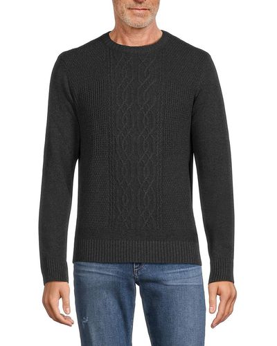 Ben Sherman 'Crewneck Cable Knit Sweater - Black