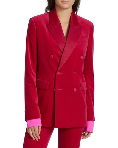 A.L.C. Declan Double Breasted Velvet Blazer - Red