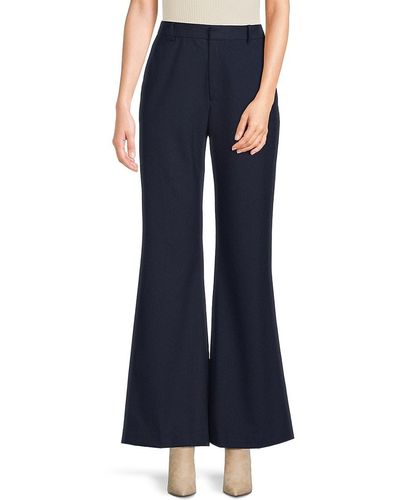 BCBGMAXAZRIA Flat Front Flared Trousers - Blue