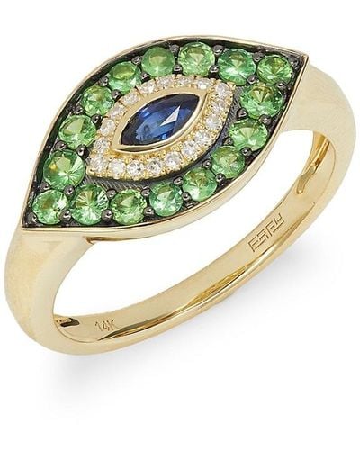 Effy 14K & Multi Stone Evil Eye Ring - Green