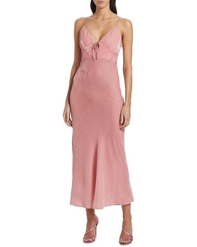 Susana Monaco Velvet Silk Blend Cutout Maxi Slip Dress - Pink