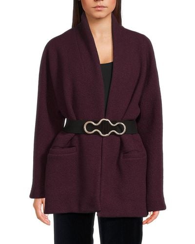 Ba&sh Carole Belted Wool Jacket - Purple