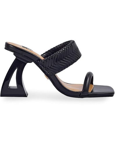 Lady Couture Malibu Sculpture Heel Braided Sandals - Black