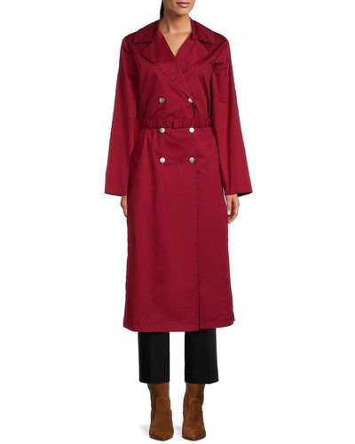 Piazza Sempione Double Breasted Solid Coat - Red