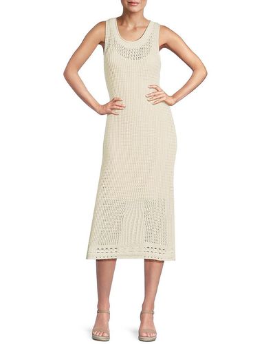 Saks Fifth Avenue Crochet Midi Dress - Natural