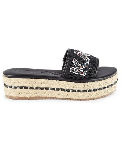 Karl Lagerfeld Kamara Embellished Logo Espadrille Platform Sandals - Black