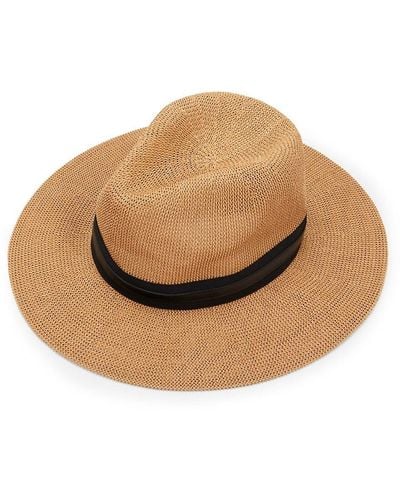 Vince Camuto Leather Panama Hat - Natural