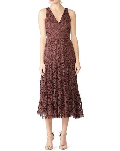 Dress the Population Madelyn Lace Midi Dress - Brown