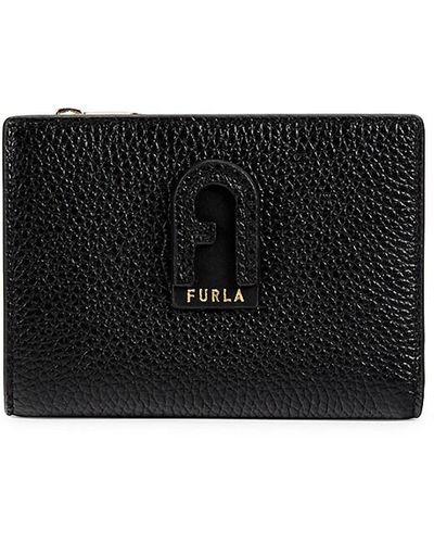 Furla Logo Textured Leather Bifold Wallet - Black