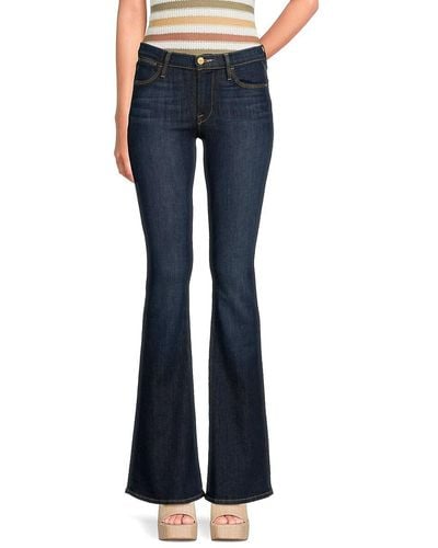 FRAME Le High-rise Distressed Flared Jeans - Blue