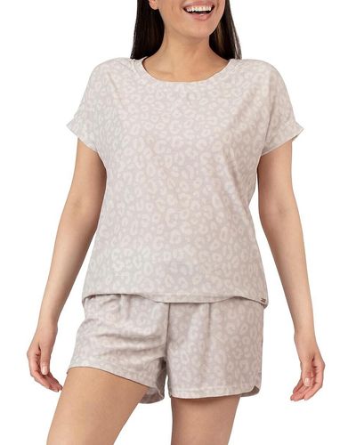 Tahari 2-piece French Terry Top & Shorts Pajama Set - White